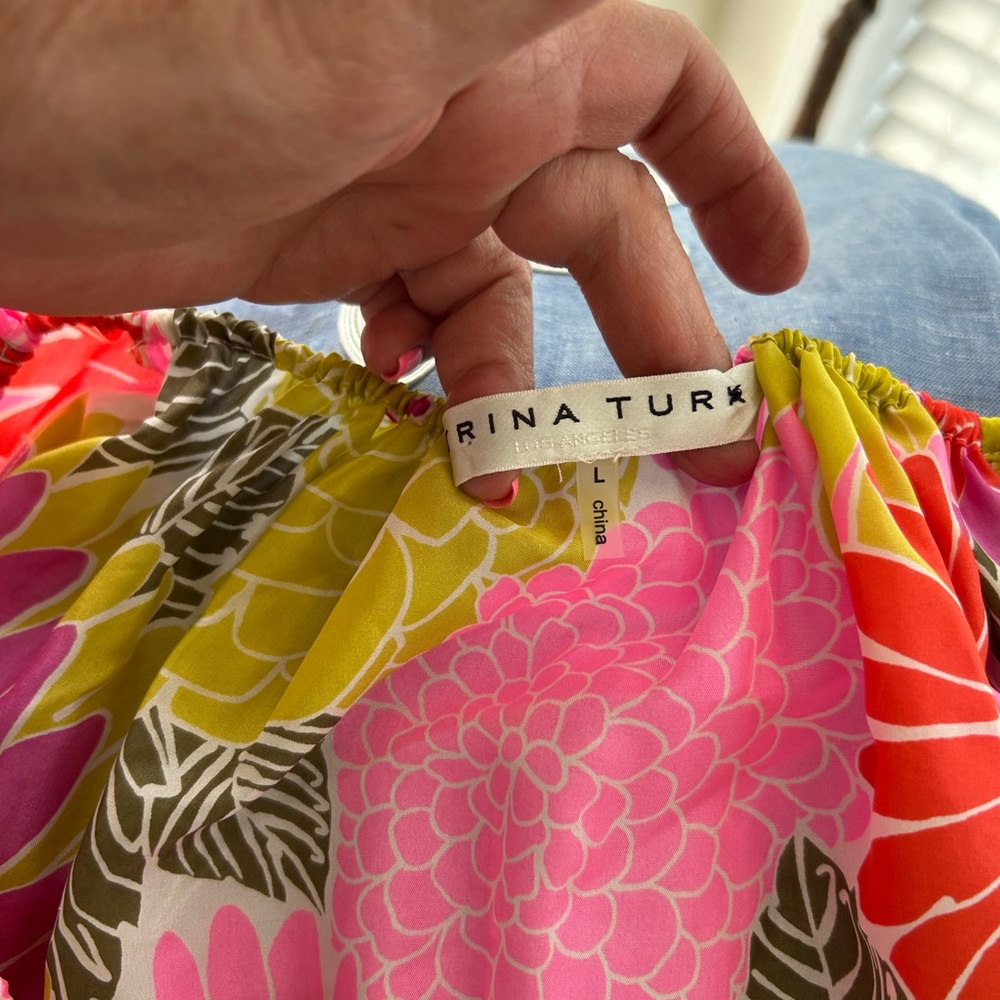 Trina Turk Vibrant Floral Exaggerated Sleeve Top - Picture 8 of 11